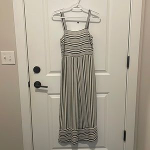 Cropped leg stripped jumpsuit